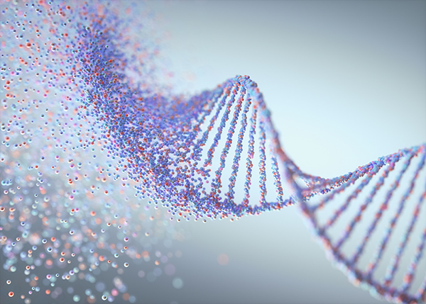 Colorful DNA molecule. Structure of the genetic code. Genetic Syndrome and Genetic Disorder, 3D illustration of science concept.