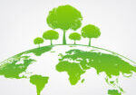 Green tree on earth for ecology friendly concept and World environment and sustainable development concept, vector illustration