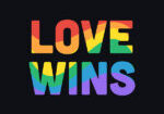 Love Wins - LGBT Pride Month Banner with Rainbow Text Typography